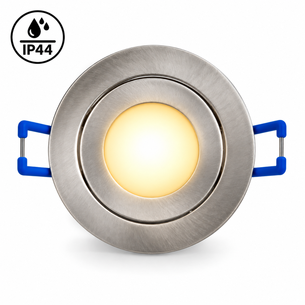 Mini LED Einbaustrahler 230V 3W IP44 Ø45 mm Einbaumaß Ø55 mm eisengebürstet Warmweiß/Kaltweiß
