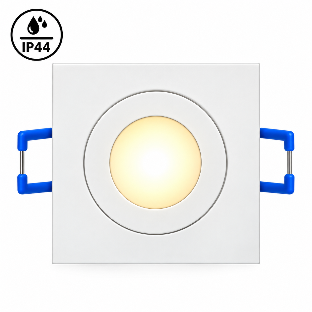 Mini LED Einbaustrahler Eckig 230V Dimmbar | Weiß Matt | IP44 | 55x55mm