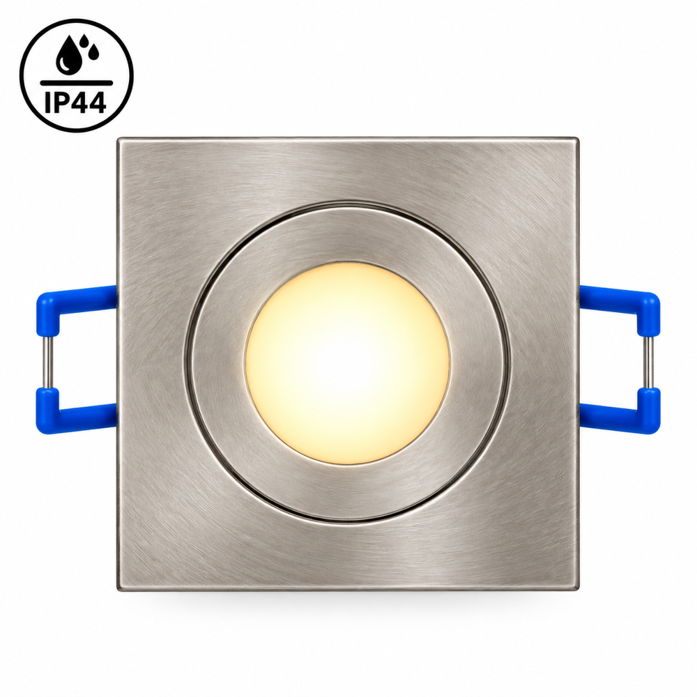 Mini LED Einbaustrahler Eckig 230V Dimmbar | Eisengebürstet | IP44 | 55x55mm