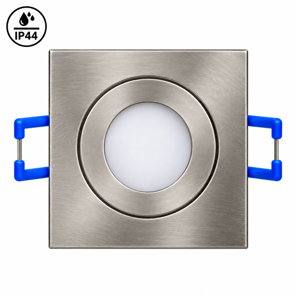 Mini LED Einbaustrahler Eckig 230V Dimmbar | Eisengebürstet | IP44 | 55x55mm