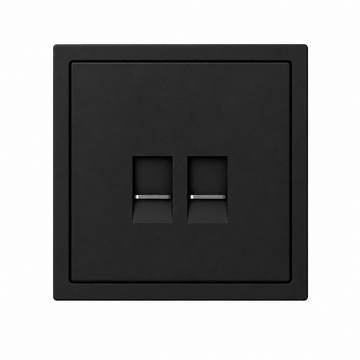 Netzwerkdose Schwarz Matt | 2-fach RJ45 LAN Netzwerkanschluss Unterputz mit Rahmen | Ethernet Datendose