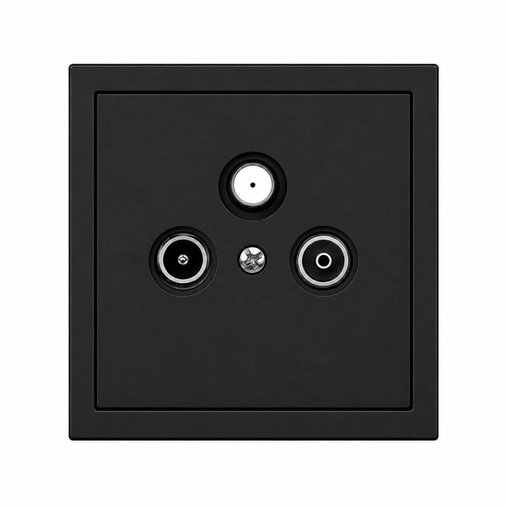 Antennendose Schwarz Matt | TV Radio SAT Anschluss Unterputz | Multimedia Antennensteckdose