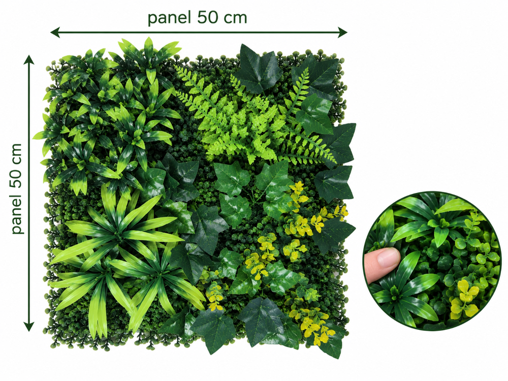 Kunstpflanzenwand Jungle 50x50 cm | Künstliche Pflanzenwand 3D zuschneidbar