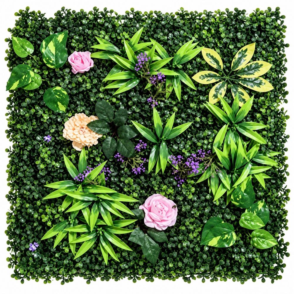 Kunstpflanzenwand Jungle Lila 50x50 cm | Künstliche Pflanzenwand 3D zuschneidbar