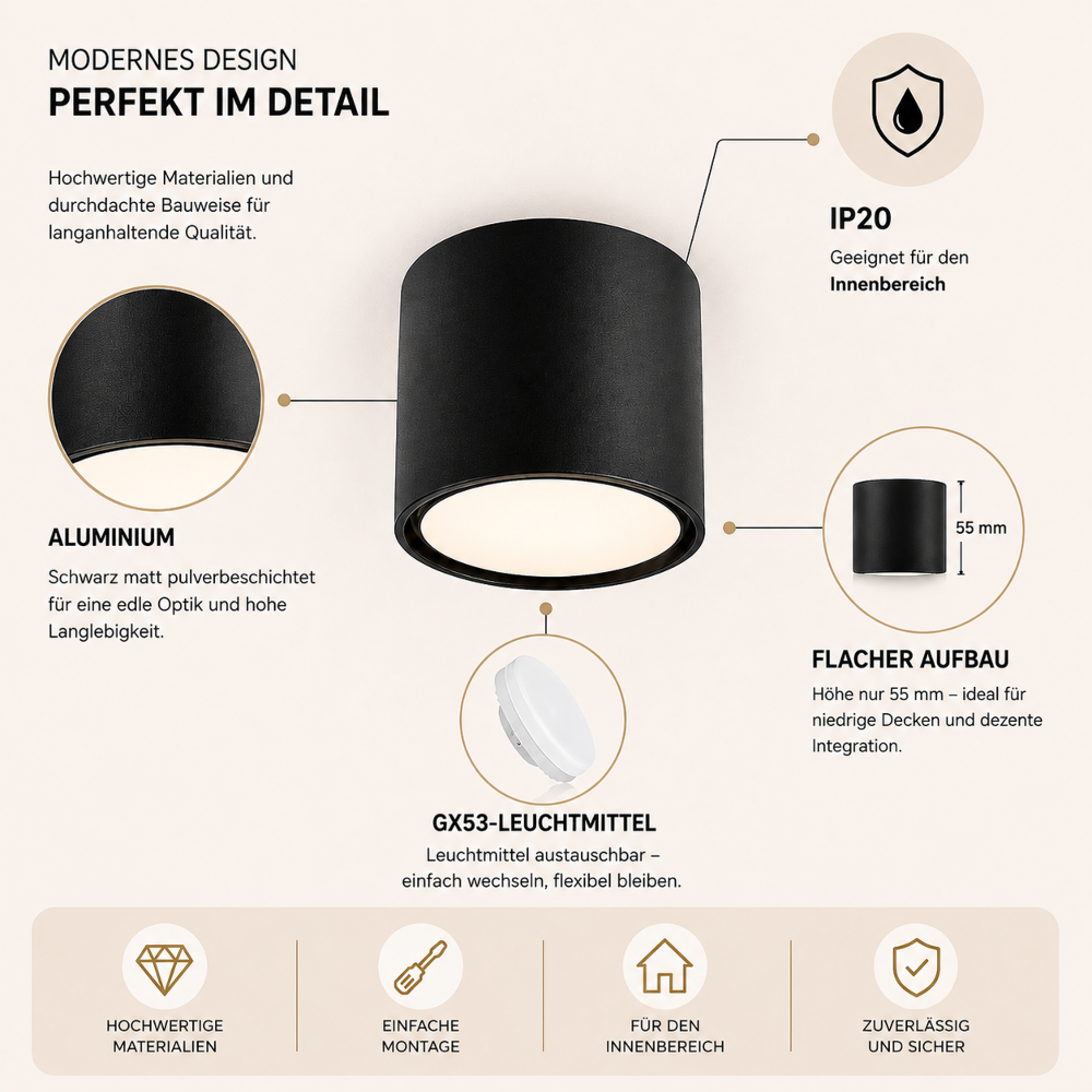 LED Aufbaustrahler – GX53 – CCT 3000K/4000K/6000K