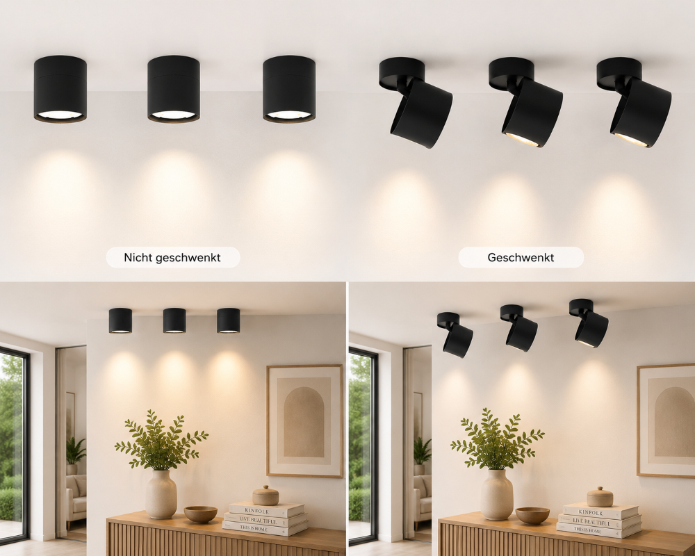 GX53 LED Aufbaustrahler Schwarz schwenkbar | 230V | Aluminium