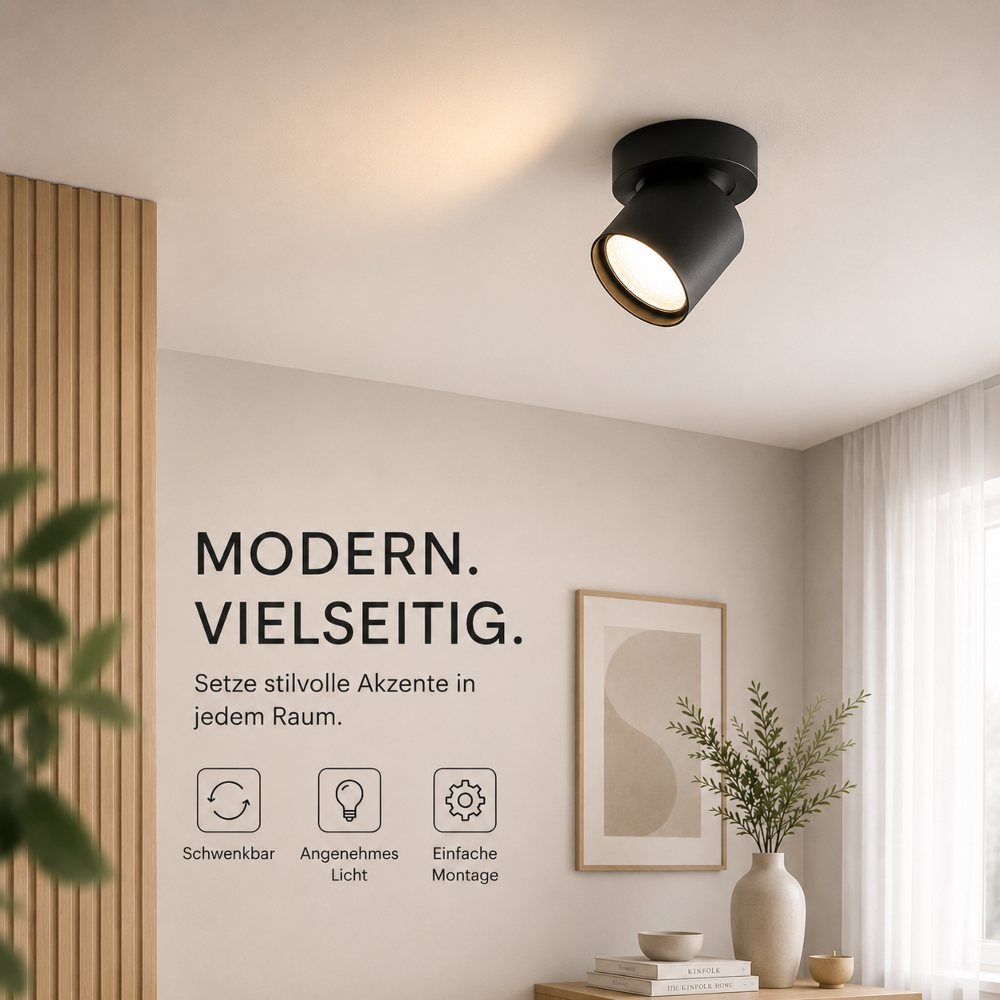 GX53 LED Aufbaustrahler Schwarz schwenkbar | 230V | Aluminium