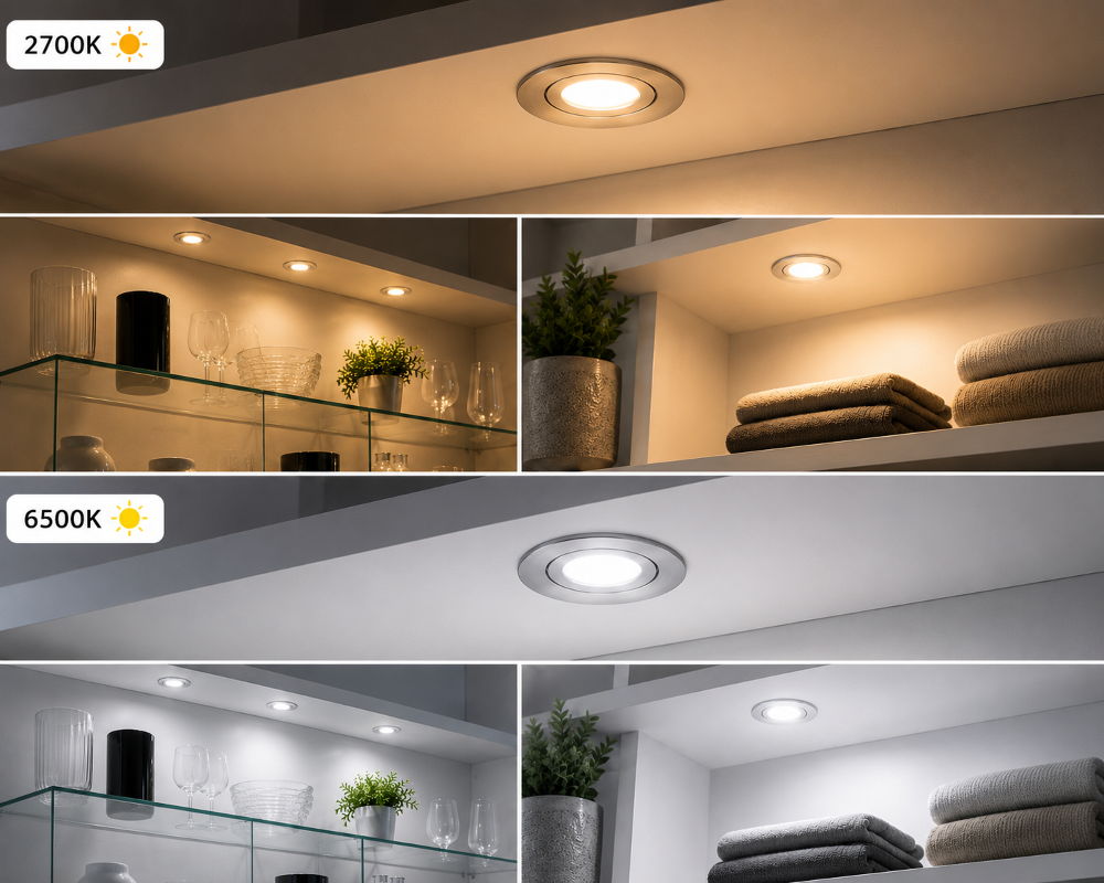Mini LED Einbaustrahler 230V 3W IP44 Ø45 mm Einbaumaß Ø55 mm eisengebürstet Warmweiß/Kaltweiß