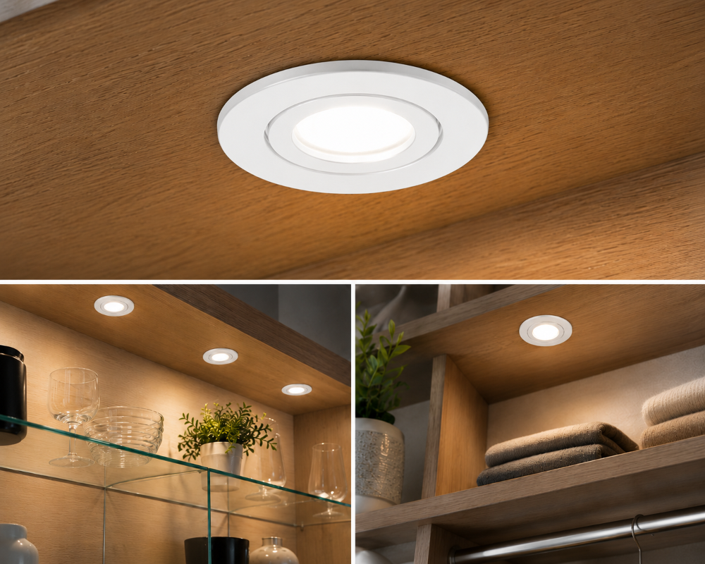 Mini LED Einbaustrahler 230V 3W IP44 Ø45 mm Einbaumaß Ø55 mm Weiß Matt Warmweiß/Kaltweiß