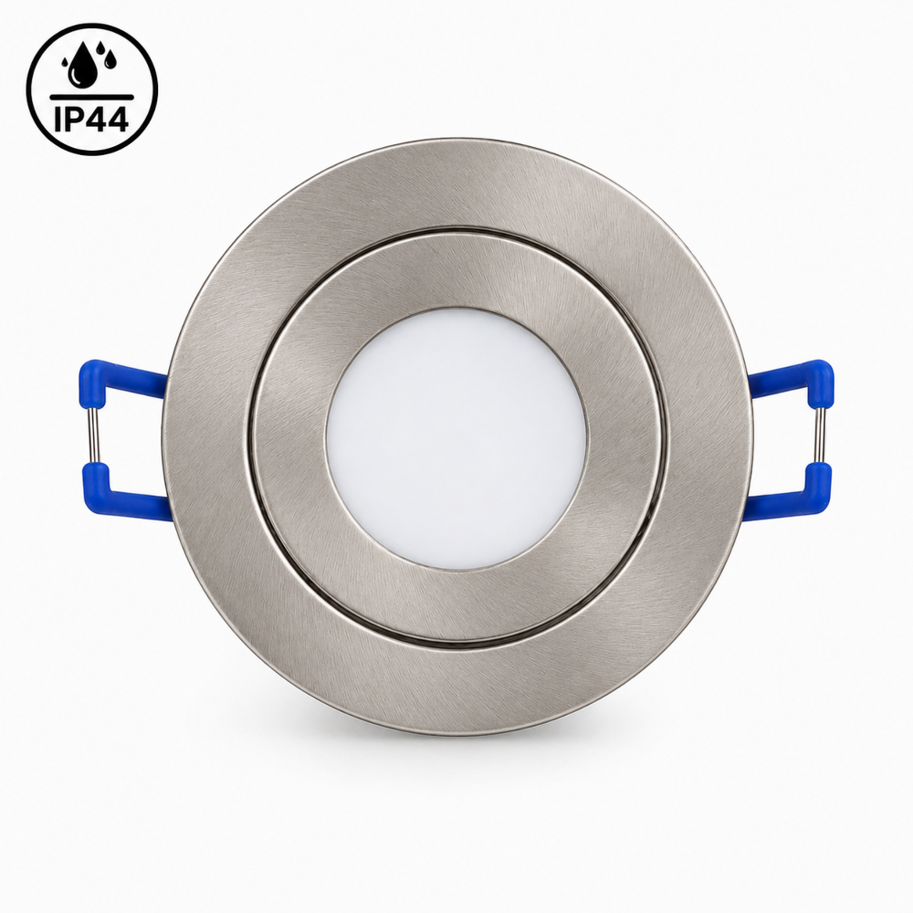 Mini LED Einbaustrahler 230V 3W IP44 Ø45 mm Einbaumaß Ø55 mm eisengebürstet Warmweiß/Kaltweiß