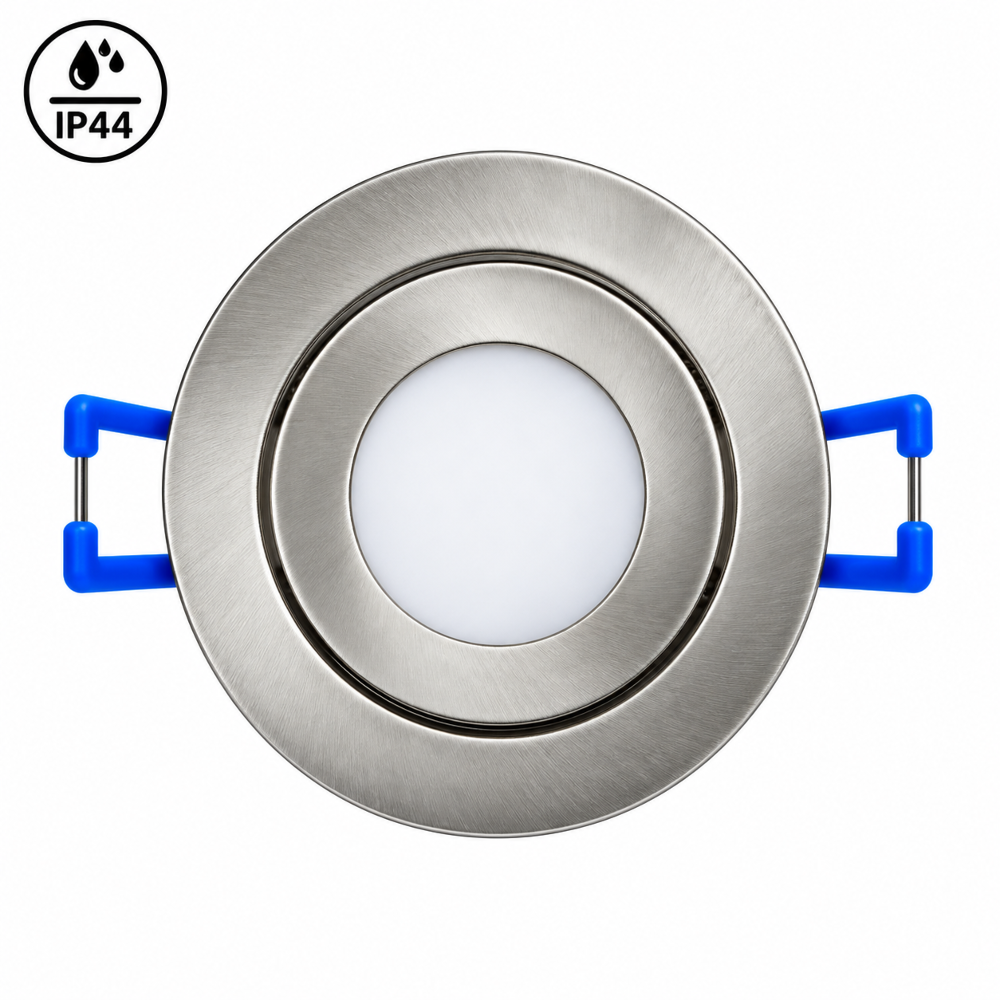 Mini LED Einbaustrahler 230V 3W IP44 Ø45 mm Einbaumaß Ø55 mm eisengebürstet Warmweiß/Kaltweiß