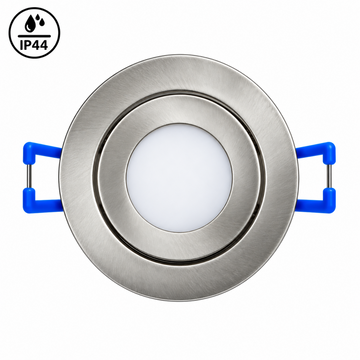 Mini LED Einbaustrahler 230V 3W IP44 Ø45 mm Einbaumaß Ø55 mm eisengebürstet Warmweiß/Kaltweiß