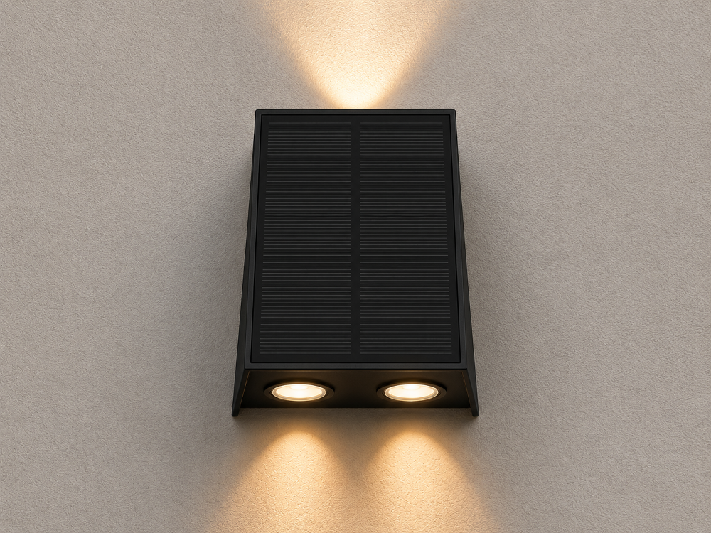 Solar Wandleuchte LED Schwarz 3W | 70 Lumen | IP54 | Warmweiß 3000K