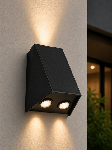 Solar Wandleuchte LED Schwarz 3W | 70 Lumen | IP54 | Warmweiß 3000K