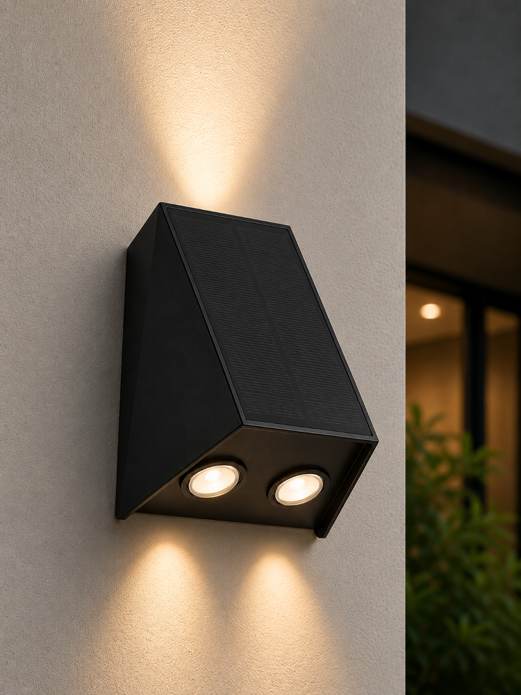 Solar Wandleuchte LED Schwarz 3W | 70 Lumen | IP54 | Warmweiß 3000K
