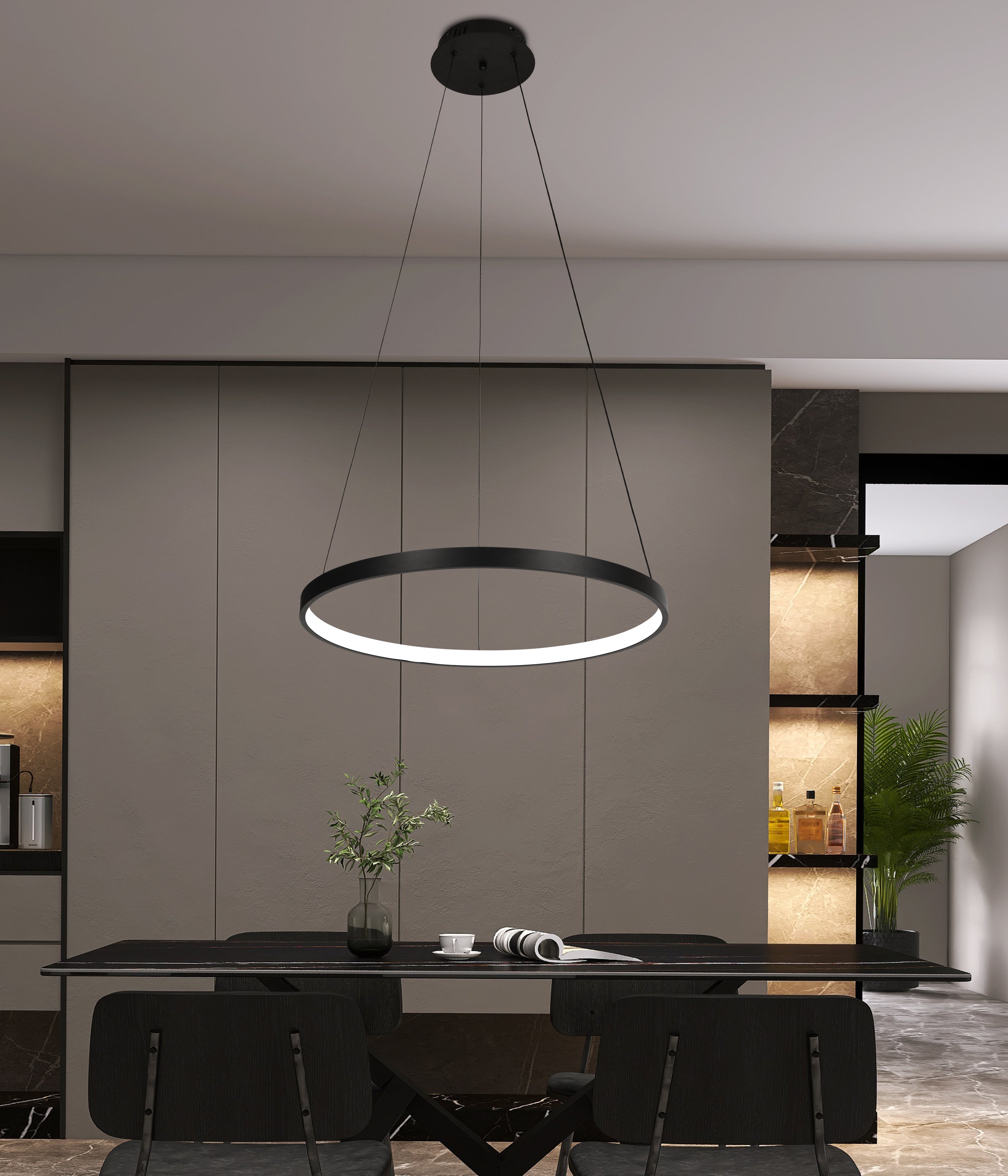 Runde LED Pendelleuchte – ORBIT | Schwarz | CCT | Ø 80 cm