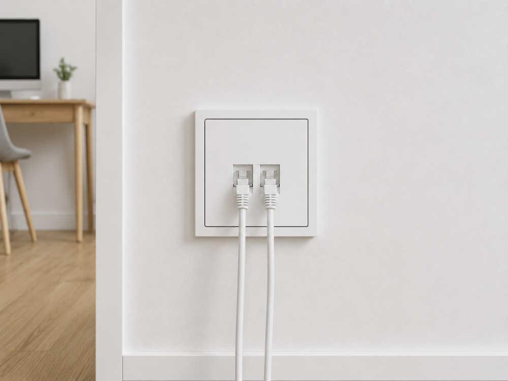 Netzwerkdose Weiß | 2-fach RJ45 LAN Netzwerkanschluss Unterputz | Ethernet Datendose