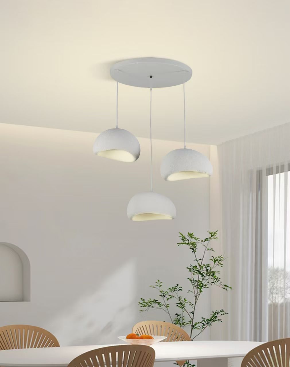 PLASTER Pendelleuchte Silent Stone | Stein-Effekt Weiß | 3-flammig E27