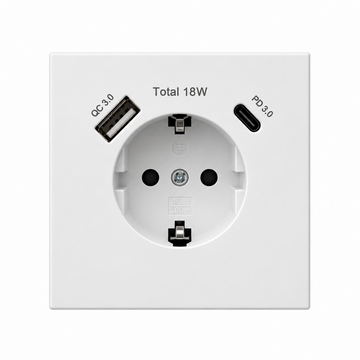 USB Steckdose Weiß mit USB-A & USB-C | Schuko Steckdose mit Schnellladefunktion | Unterputz Wandsteckdose
