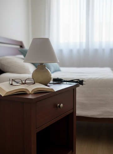 Nachttischleuchte Beige Keramik – E27 Tischlampe mit Stoffschirm