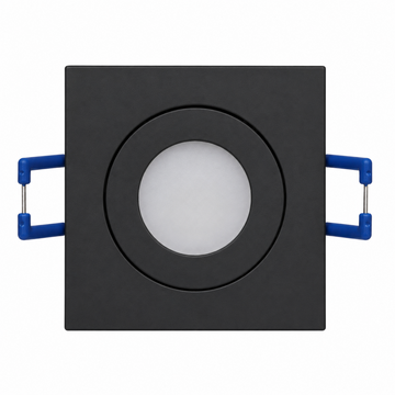 Mini LED Einbaustrahler eckig Schwarz 230V IP44 – 3W LED Modul – Milchglas Linse – Dimmbar – Einbaumaß Ø43 mm