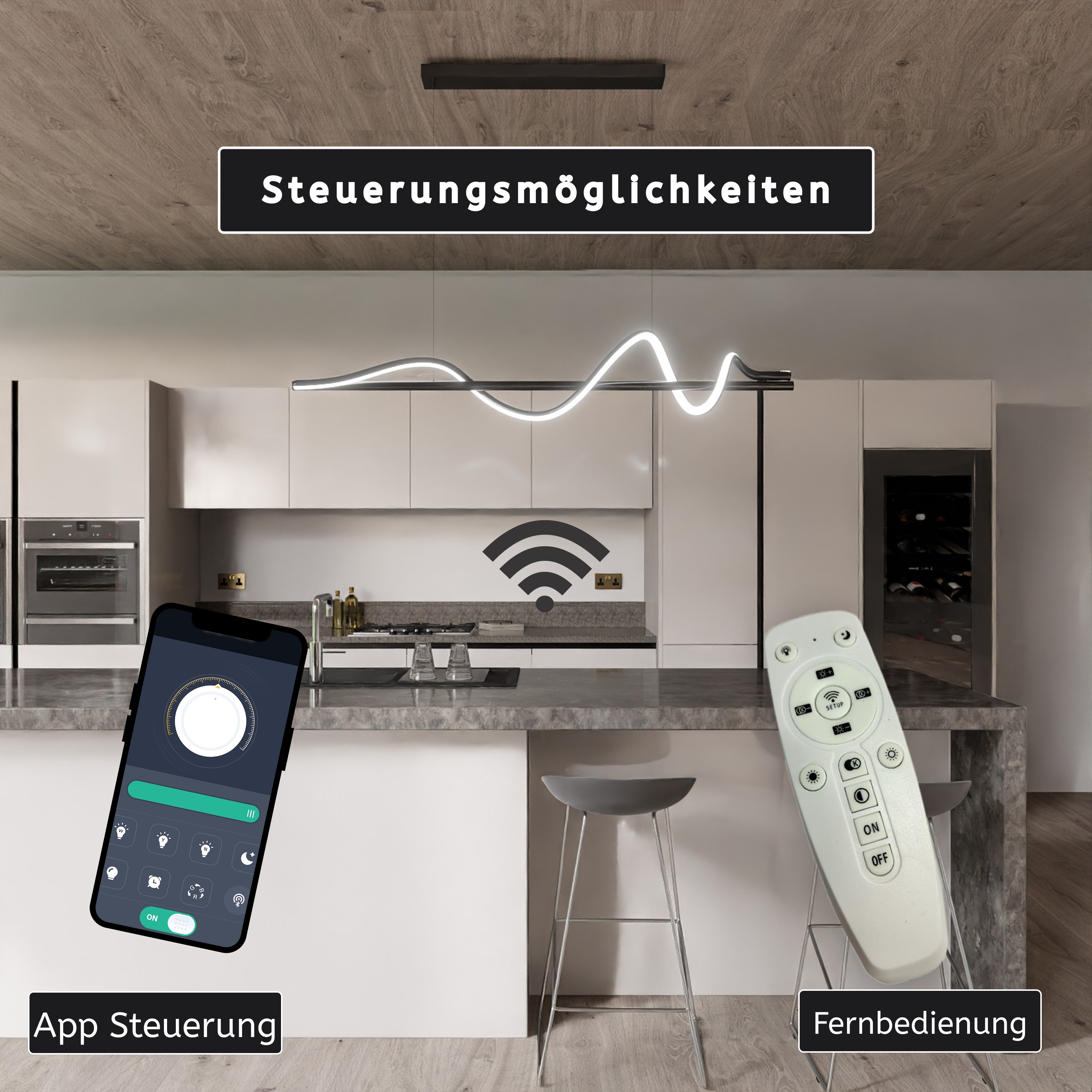 LED Pendelleuchte Wellenlinie – WAVELINE LM6107-120-B