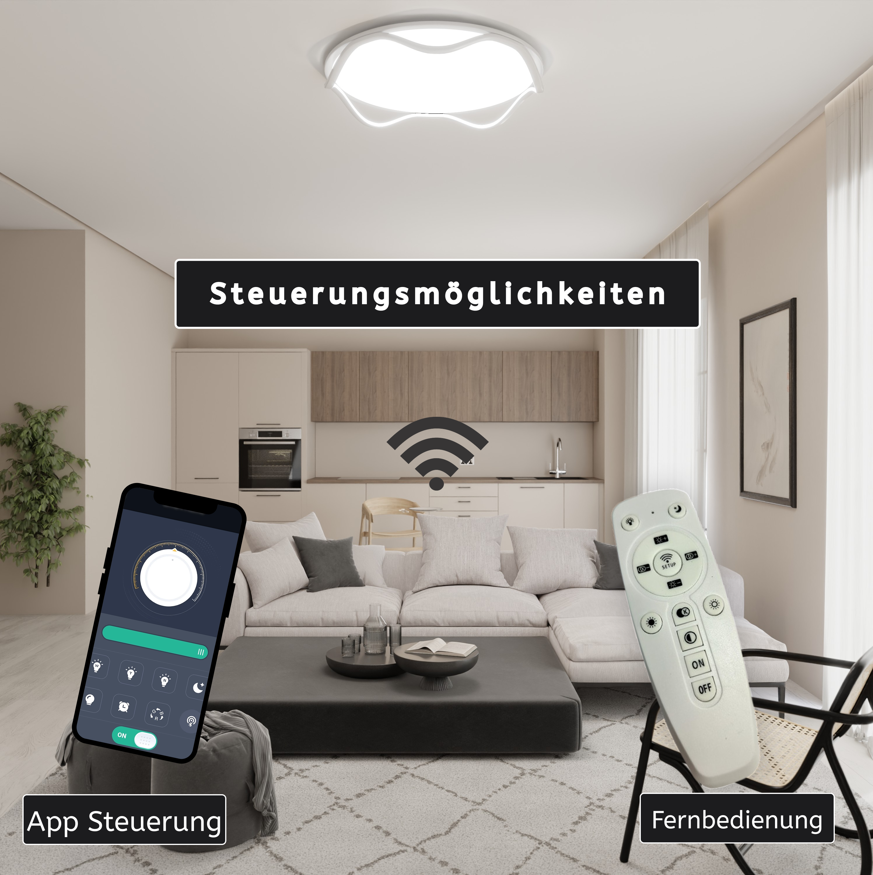 LED Deckenleuchte wellenförmig – LUMOWAVE LM6205-56-W