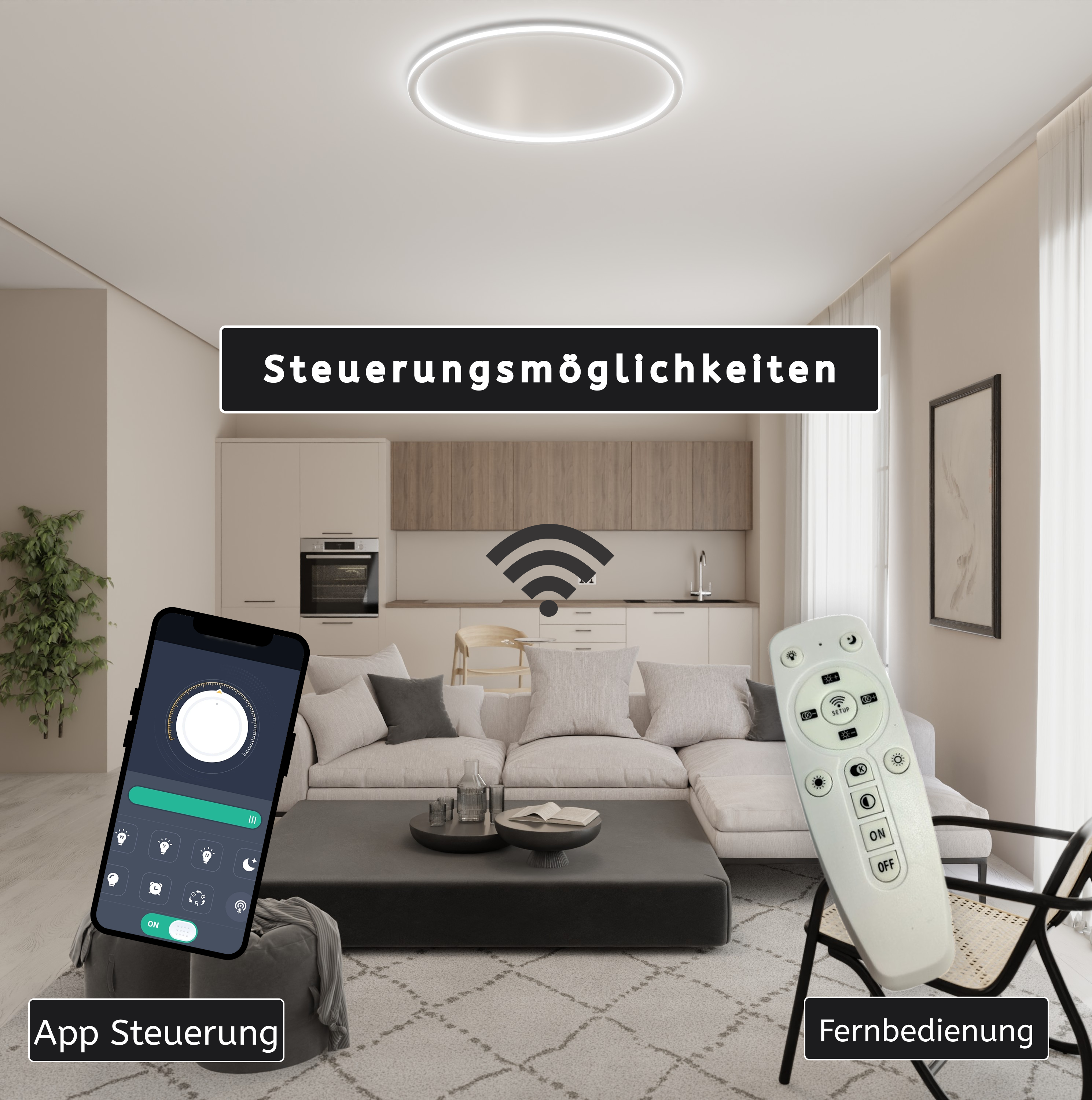 Runde LED Deckenleuchte – LUNARING LM5808